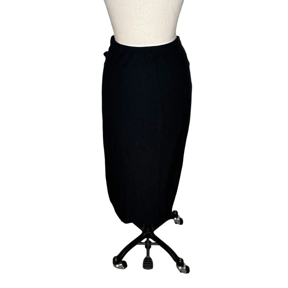 VINCE‎ Skirt Black Draped Lyocell Blend Women's Size Small Ruched Jersey Knit